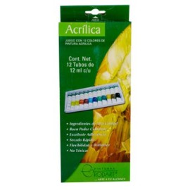Set pintura acrílica con 12 tubos