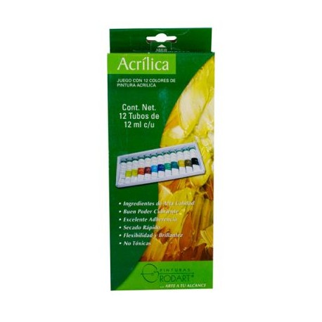 Set pintura acrílica con 12 tubos