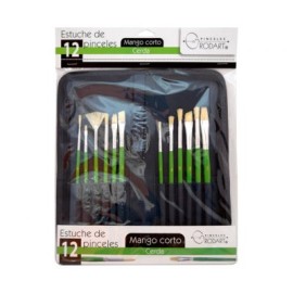 Estuche con 12 pinceles de cerda