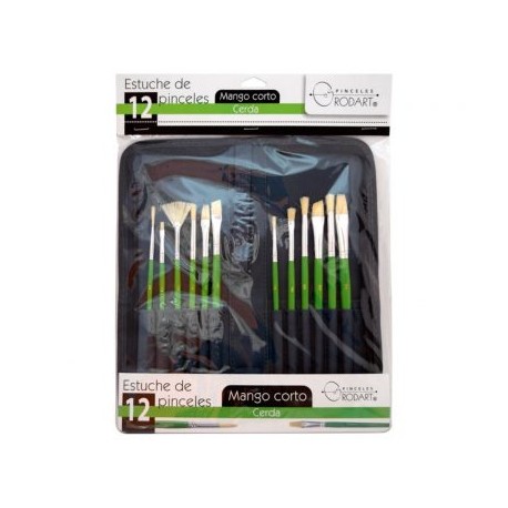 Estuche con 12 pinceles de cerda