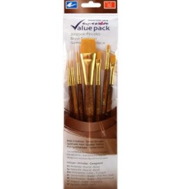 Juego de Pinceles sintéticos Taklon dorado