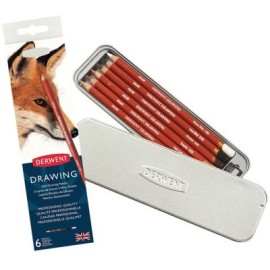 Estuche Metálico con 6 Lápices Blandos de Dibujo Derwent